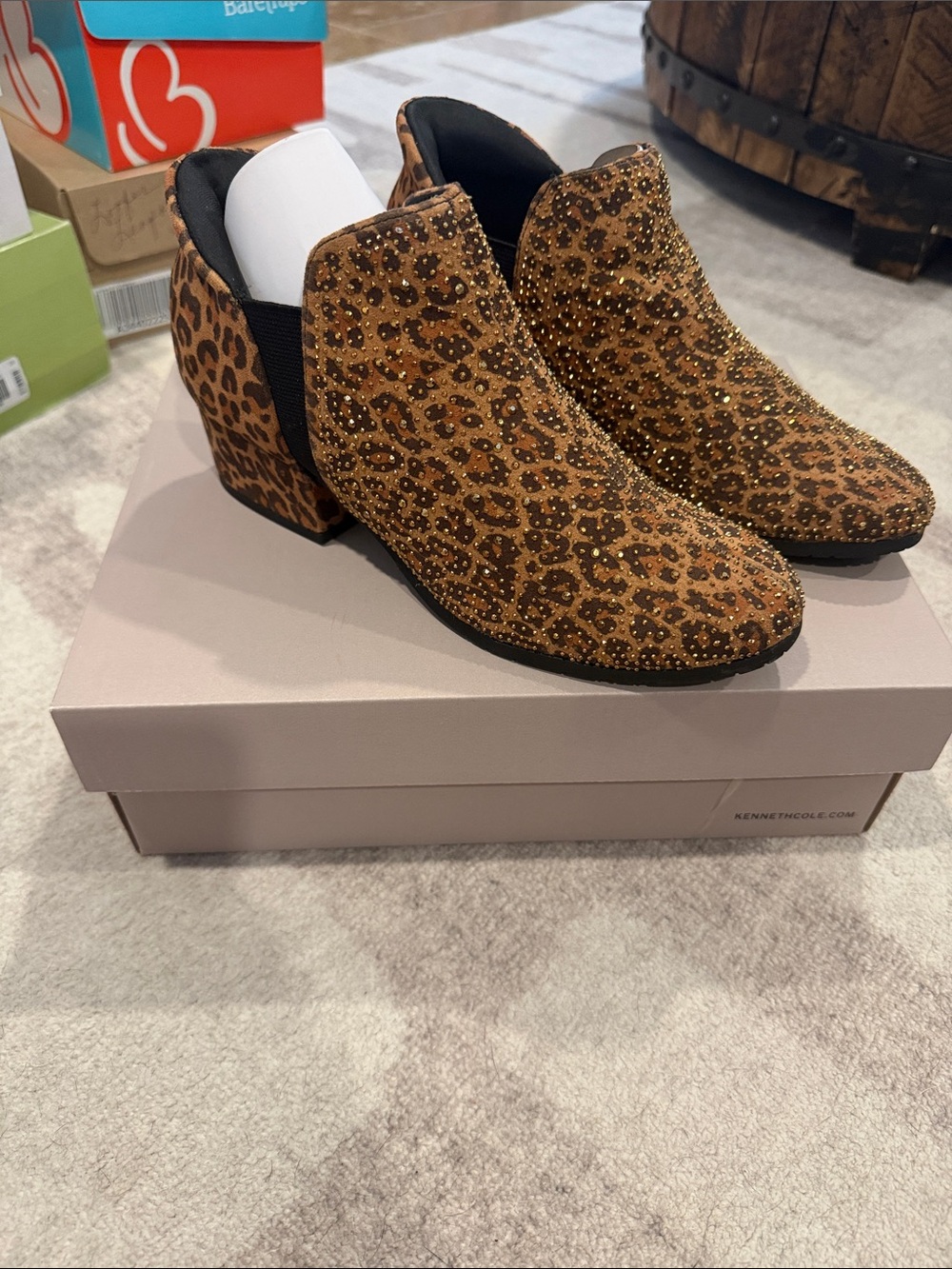 Kenneth Cole Reaction Women's Leopard Print Ankle Booties in Brown and Black